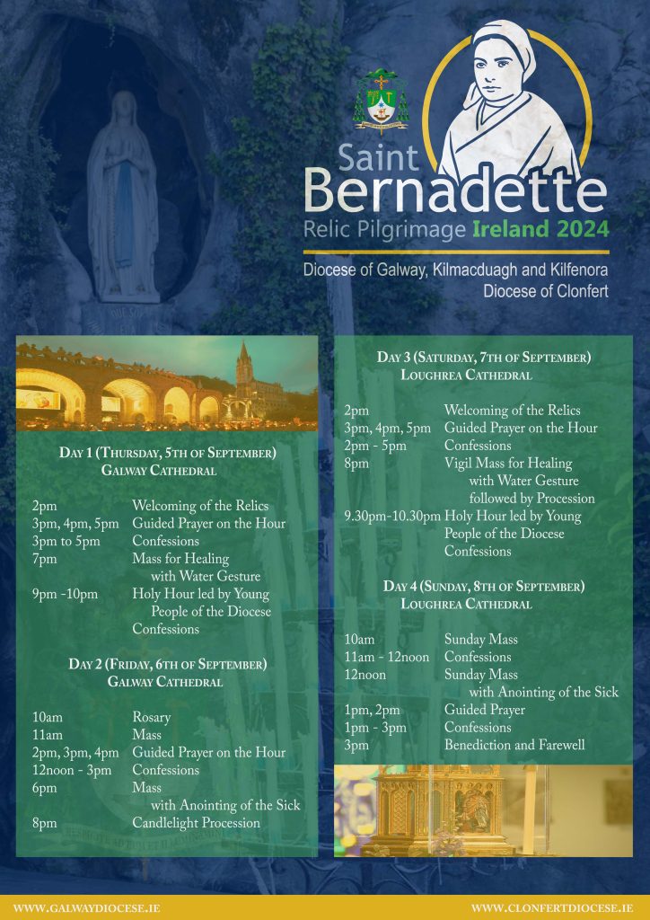 St Bernadette Relics - Schedule of Visit.